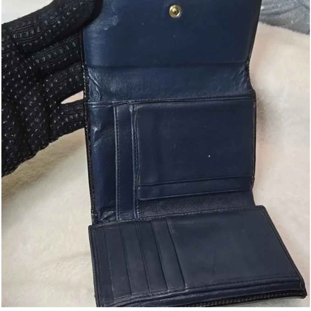 Authentic Christian Dior Beautiful Navy Blue and Beige Monogram Logo Wallet